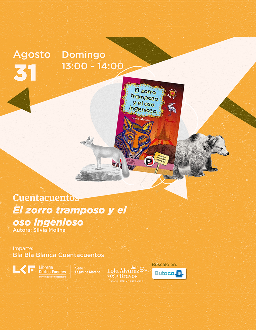 Cartel del Cuentacuentos. Título El zorro tramposo y el oso ingenioso