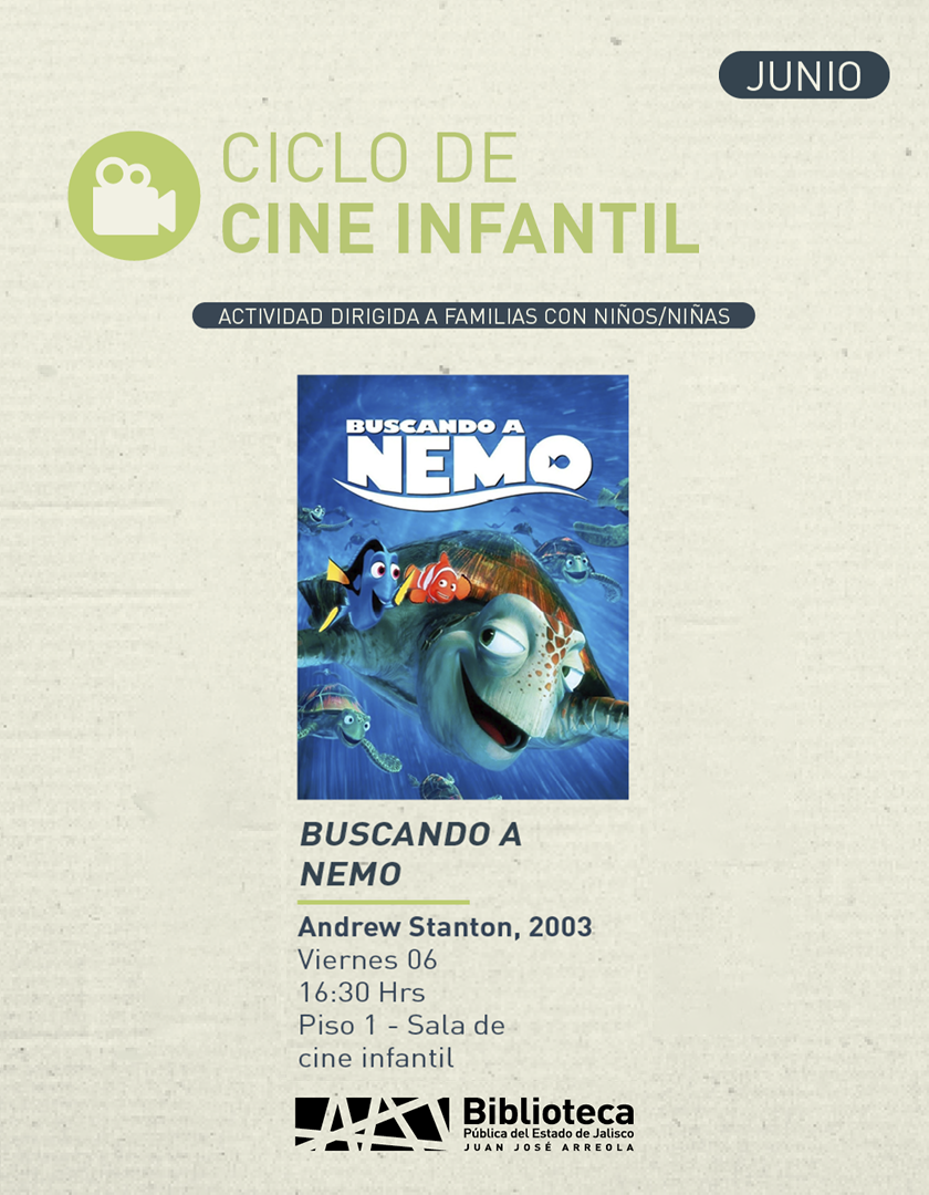Cartel del Ciclo de cine infantil. Título: Buscando a Nemo