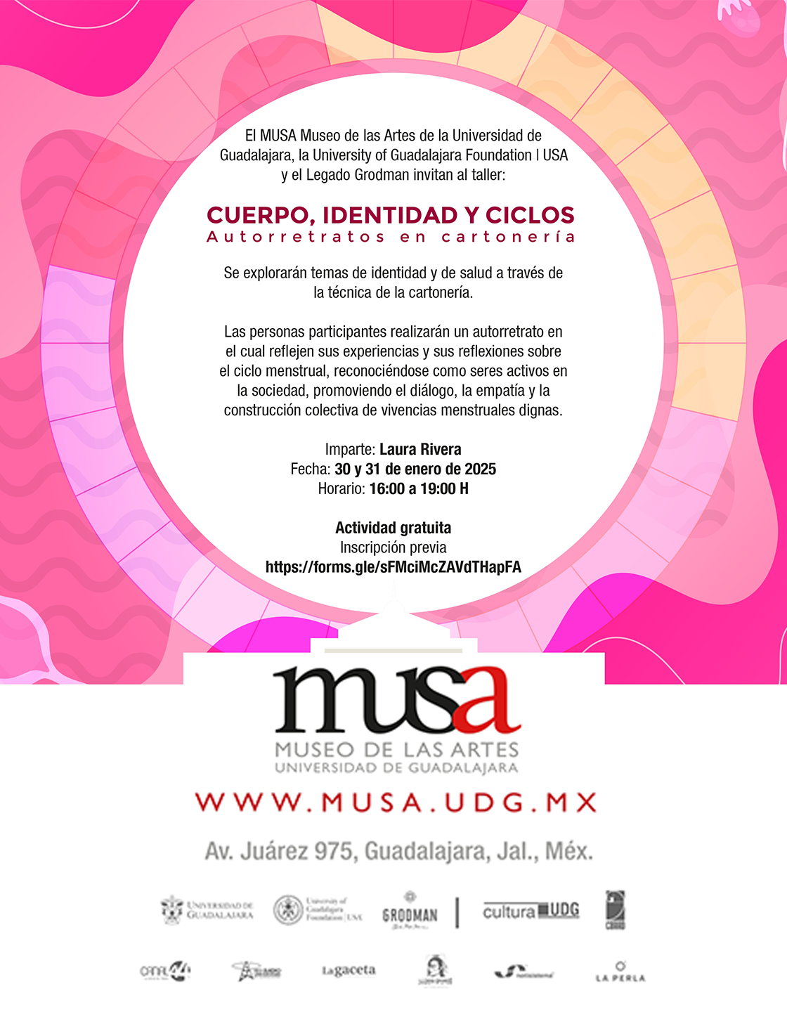 Cartel del Taller: Cuerpo, identidad y ciclos. Autorretratos en cartonería