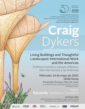 Cartel de Cátedra Latinoamericana Julio Cortázar con Craig Dykers, arquitecto principal de Snøhetta.