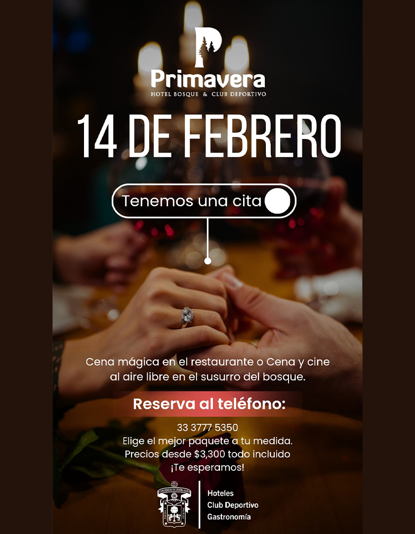 Cartel de Este 14 de febrero tenemos una cita en el Hotel Villa Primavera