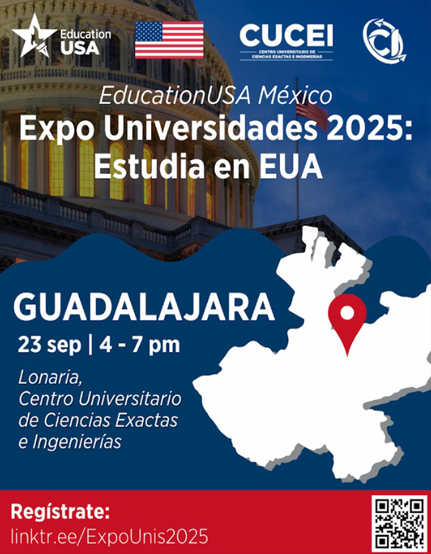 Cartel de la Expo Universidades 2025: Estudia en EUA