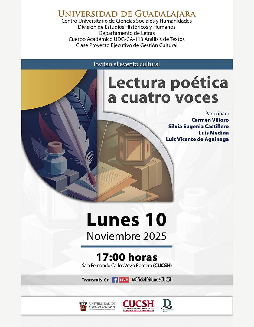 Cartel de la Lectura poética a cuatro voces