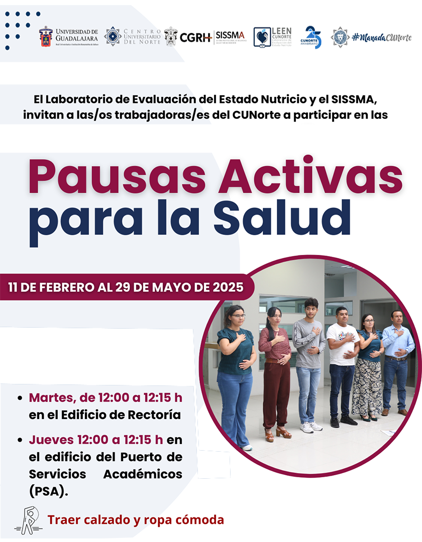 Cartel de las Pausas activas para la salud en el CUNorte