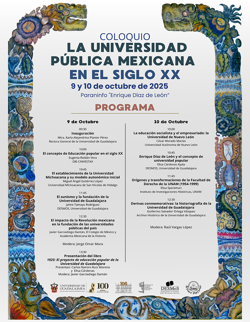 Cartel del Coloquio: La Universidad Pública Mexicana en el Siglo XX