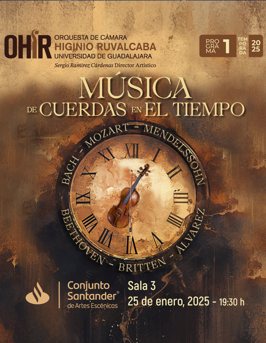 Cartel de OHIR programa 1: Música de cuerdas en el tiempo
