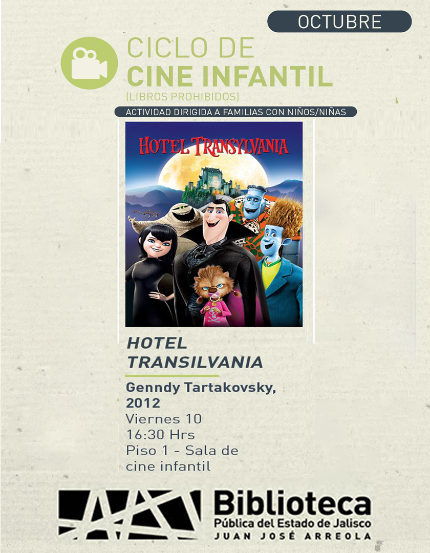 Cartel del Ciclo de cine infantil. Proyección de la cinta, Hotel Transilvania