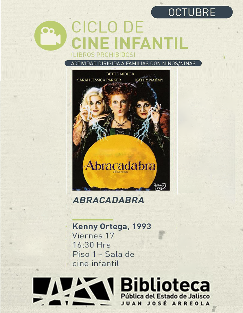 Cartel del Ciclo de cine infantil. Proyección de la cinta, Abracadabra