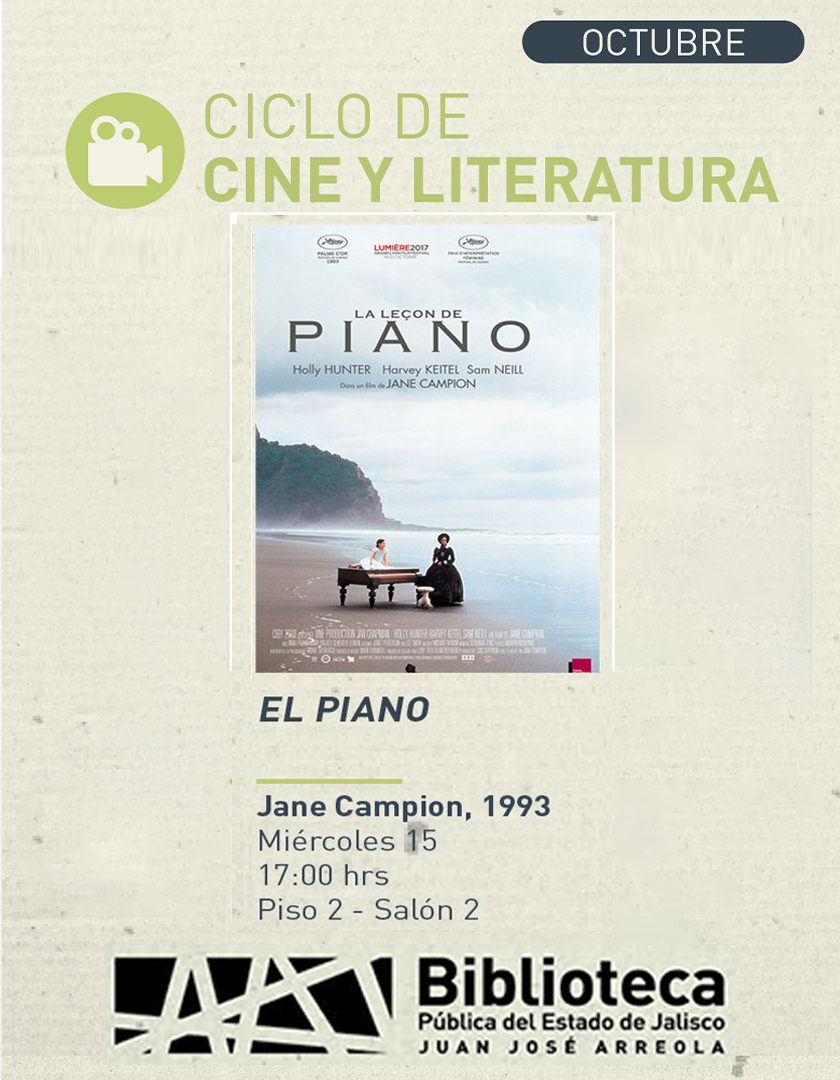 Cartel del Ciclo de cine y literatura. Proyección de la cinta, El piano