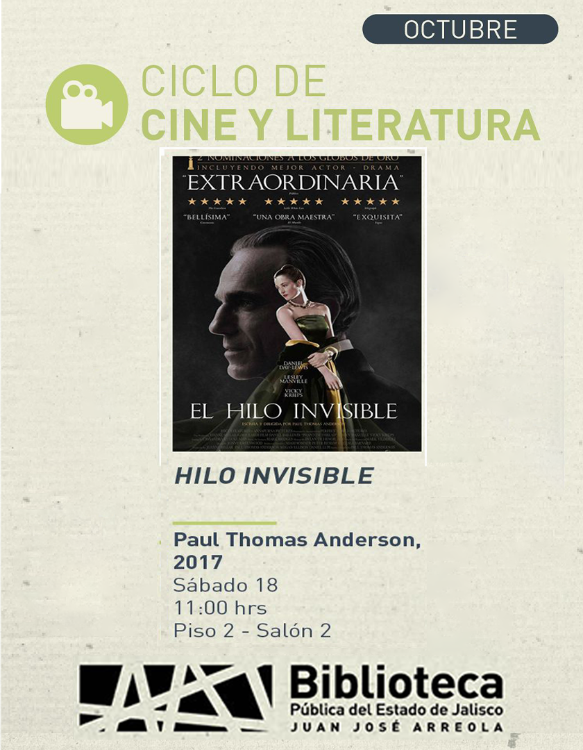Cartel del Ciclo de cine y literatura. Proyección de la cinta, Hilo invisible