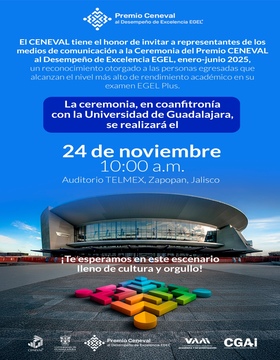 Cartel de la Ceremonia del Premio Ceneval al Desempeño de Excelencia Egel