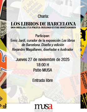 Cartel de la Charla: Los libros de Barcelona. Dos orillas, una página: diálogo entre diseñadores