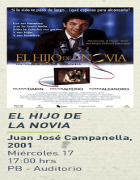 Cartel del Ciclo de cine y literatura: El hijo de la novia