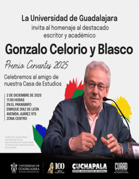 cartel del Homenaje al escritor y académico Gonzalo Celorio y Blasco 