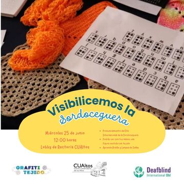 Cartel de Grafiti Tejido "Visibilicemos la sordoceguera"