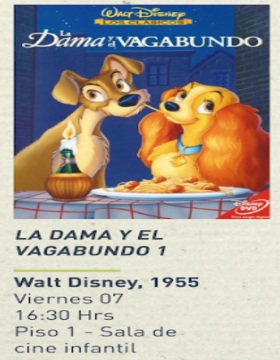 Cartel del Ciclo de cine infantil: La dama y el vagabundo 1