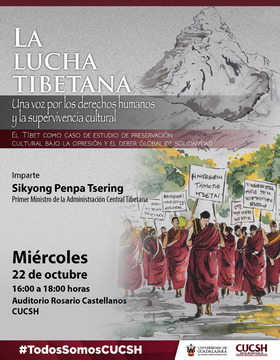 Cartel de la Conferencia: La lucha tibetana. Una voz por los derechos humanos y la supervivencia natural