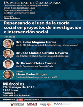 Cartel de Mesa de diálogo: Repensando el uso de la teoría social en proyectos de investigación e intervención social