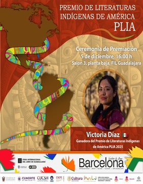 Cartel de la Ceremonia de premiación del Premio de Literaturas Indígenas de América, PLIA 2025