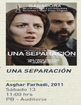 Cartel de Ciclo de cine “Reflexiones sobre el amor”. Cinta: Una separación