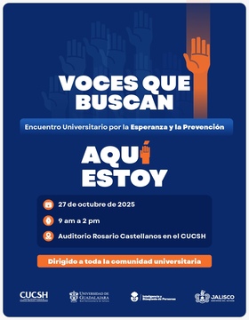 Cartel de Voces que buscan. Encuentro Universitario por la Esperanza y la Prevención
