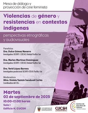 Cartel de Mesa de diálogo y proyección de cine feminista: Violencias de género y resistencias en contextos indígenas