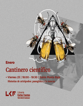 Cartel de Cantinero científico: Historias de artrópodos: panegírico a la moscas