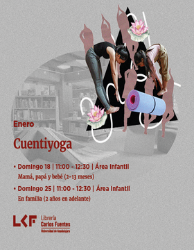 Cartel de Cuentiyoga mamá, papá y bebé