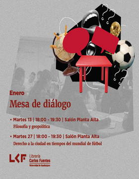 Cartel de la Mesa de diálogo: Derecho a la ciudad en tiempos del mundial de fútbol