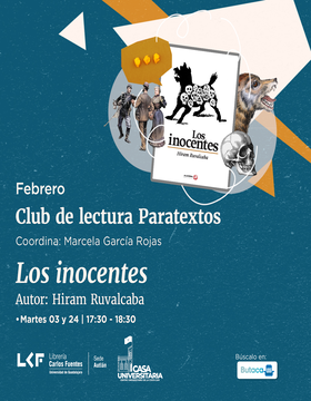 Cartel del Club de lectura “Paratextos”: Los inocentes 
