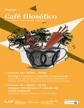 Cartel de Café filosófico: Divulgar la ciencia. Vocación y experiencia