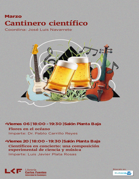 Cartel de Cantinero científico: Flores en el océano