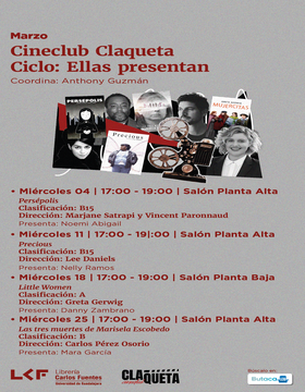 Cartel de Cineclub Claqueta. Ciclo: Ellas presentan. Persépolis