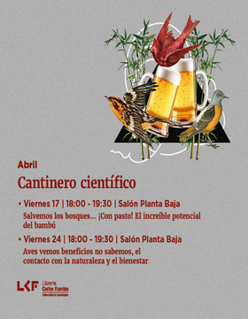 Cartel de Cantinero científico: Aves vemos beneficios no sabemos, el contacto con la naturaleza y el bienestar