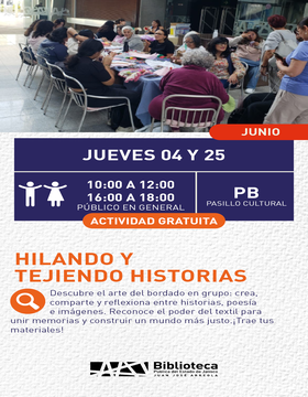 Cartel de Hilando y tejiendo historias