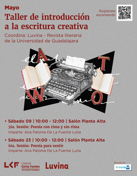 Cartel de Taller de introducción a la escritura creativa.  5ta. Sesión: Poesía con rima y sin rima