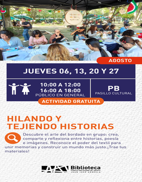Cartel de Hilando y tejiendo historias