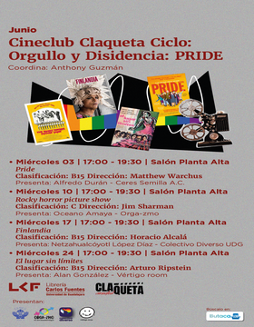 Cartel de Cineclub Claqueta. Ciclo: Orgullo y Disidencia: PRIDE: Rocky horror picture show