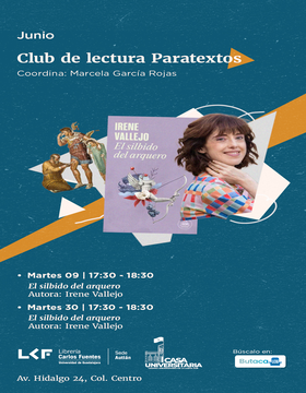 Cartel de Club de lectura “Paratextos”: El silbido del arquero