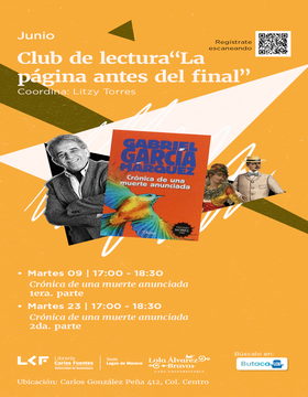 Cartel de Club de lectura “La página antes del final”: Crónica de una muerte anunciada, 2da parte