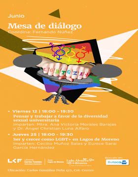 Cartel de Mesa de diálogo: Ser y crecer como LGBT+ en Lagos de Moreno