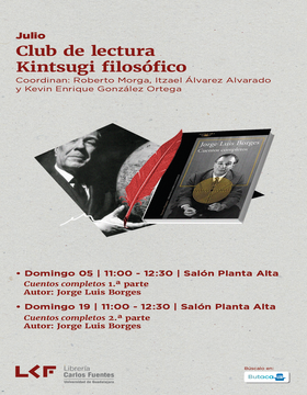 Cartel del Club de lectura. Kintsugi filosófico: Cuentos completos 2ª parte
