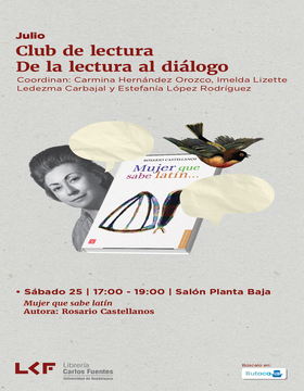 Cartel de Club de lectura: De la lectura al diálogo: Mujer que sabe latín