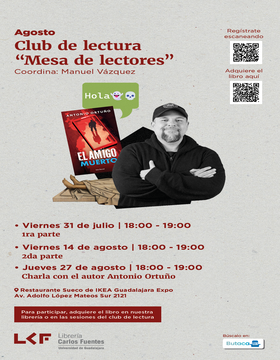 Cartel de Club de lectura "Mesa de lectores": El amigo muerto 2da parte
