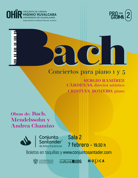 Cartel de OHIR Programa 2 | Ciclo de piano - Bach, conciertos para piano 1 y 5