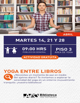 Cartel de Yoga entre libros