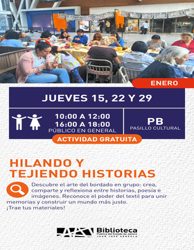 Cartel de Hilando y tejiendo historias