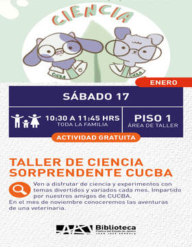 Cartel del  Taller de ciencia sorprendente CUCBA