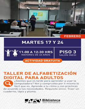 Cartel del Taller de Alfabetización Digital para Adultos 