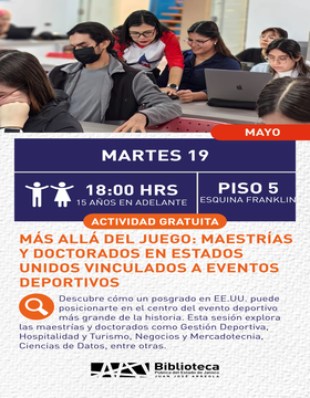 Cartel de Más allá del juego: Maestrías y Doctorados en Estados Unidos vinculados a eventos deportivos